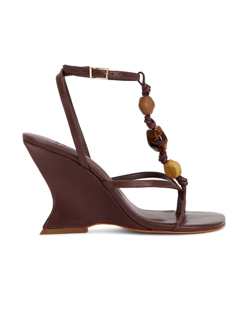 Schutz REVOLVE Amber Sandals Root Brown beads Wedges shoes 8